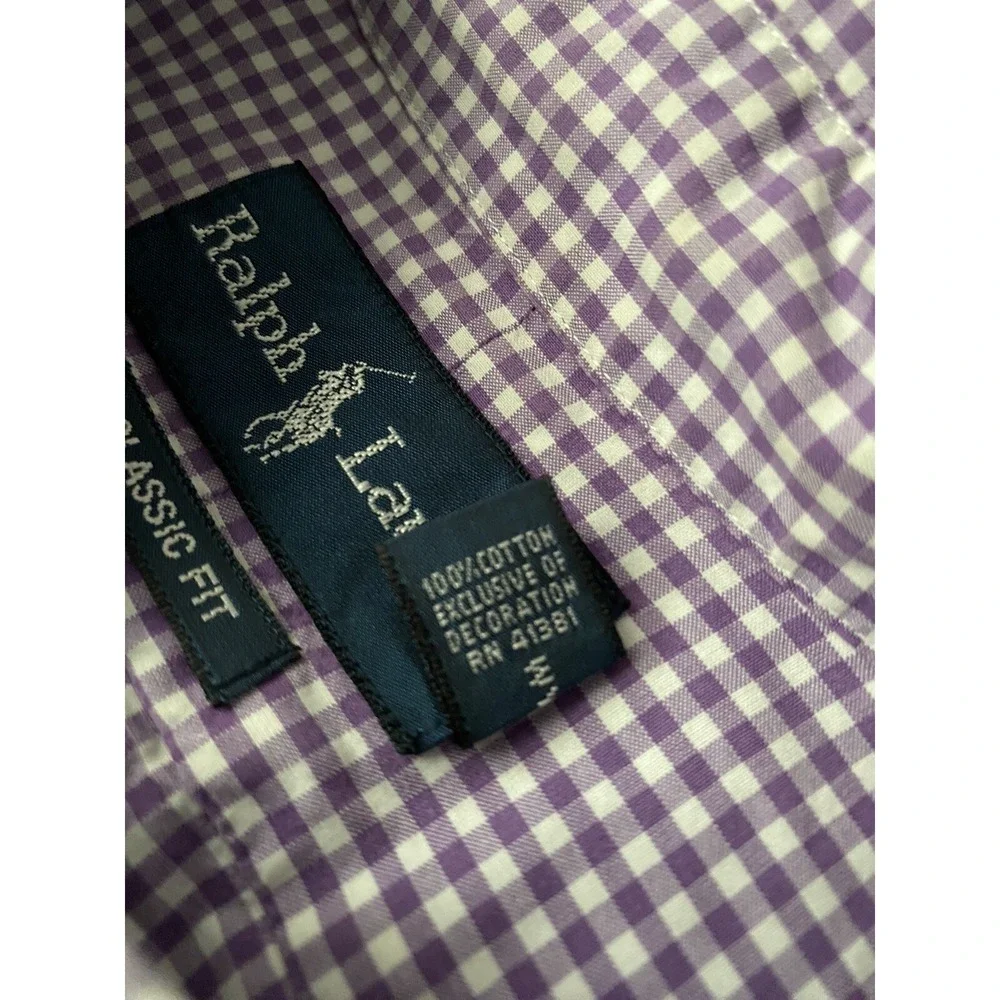 Polo Ralph Lauren Shirt Size‎ XL Men's Purple Check Classic Fit Green Pony LS